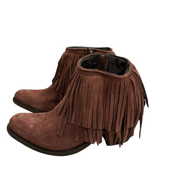 Independent Boot Co 6.5C Brown Leather Tassel Cowgirl Western Suede Booties*READ - Picture 3 of 12